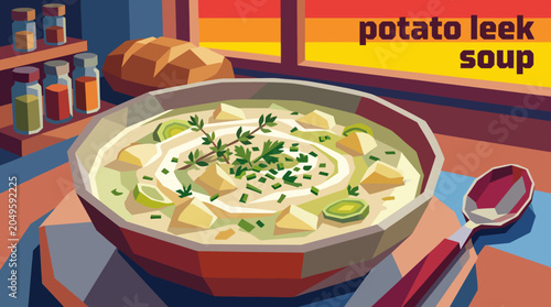 Fotografia potato leek soup cuisine food recipe culinary homemade traditional delicious mea