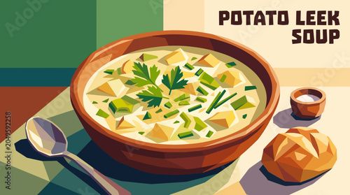Canvas Print potato leek soup cuisine food recipe culinary homemade traditional delicious mea