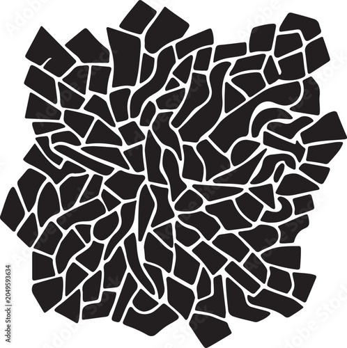 Icon black mosaic pattern on a with irregular shapes and lines uncomon design