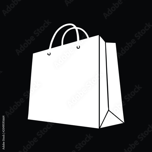 Black and white shopping bag made from recycled paper texture
