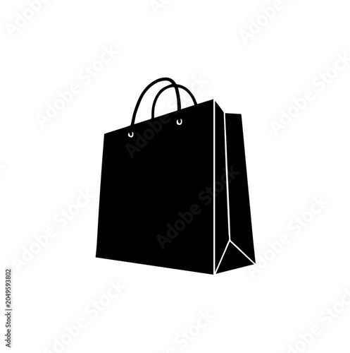 Black and white shopping bag made from recycled paper texture
