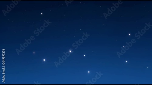 The video depicts a section of the night sky filled with numerous bright stars scattered across the darkness