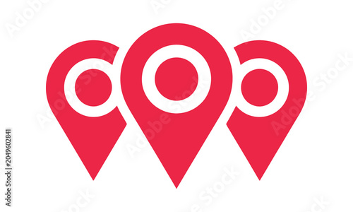 Obraz na płótnie Red location pin icons with letters coo forming a logo