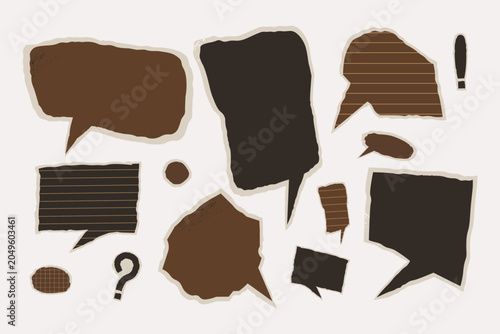 Schilderij op canvas Vector torn notebook paper speech bubbles set with lined and grid texture