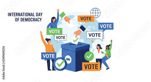 Tableau sur toile International Day of Democracy illustration with people voting