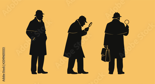 Foto Silhouette of Three Mysterious Men in Dark Overcoats.