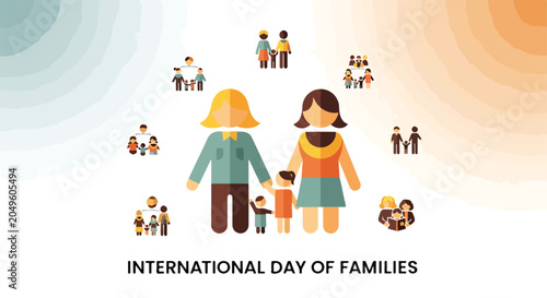 Canvas Print International Day of Families illustration with diverse family groups
