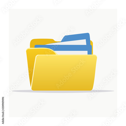 Yellow folder with documents icon