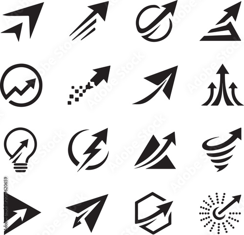 Innovation Arrow Icon Vector Set Business Growth, Technology and Future Progress Symbols