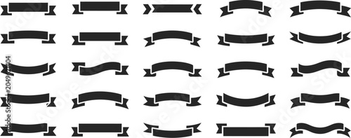 ribbon banner shapes pack black ribbon silhouettes for layout