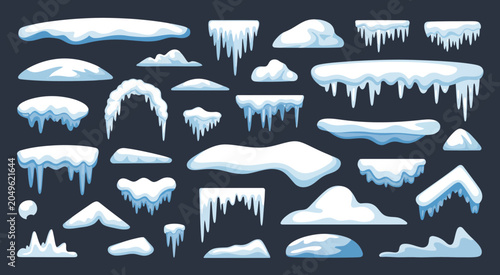 Fotografia ice winter textures icicles snowdrifts frozen elements vector pack