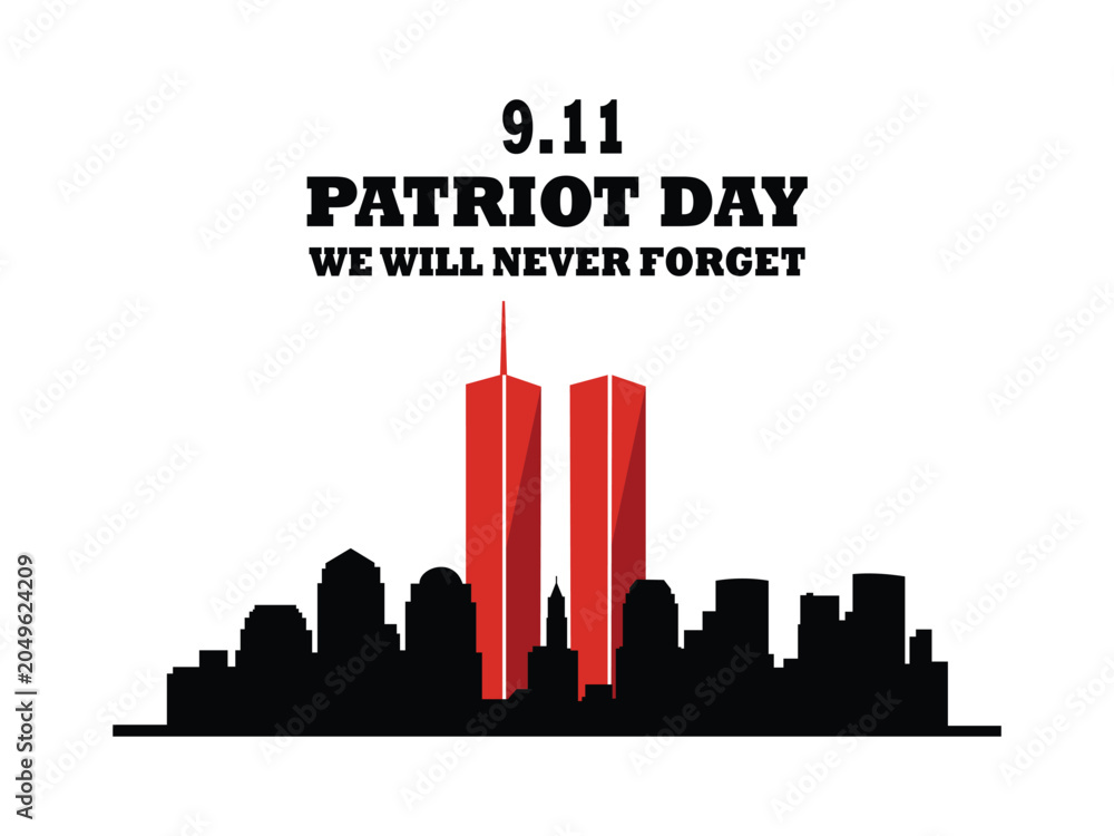 Fototapeta premium 911 patriot day we will never forget twin towers city skyline silhouette