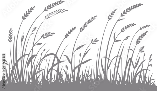 Slika na platnu Silhouette of wheat field swaying in the wind