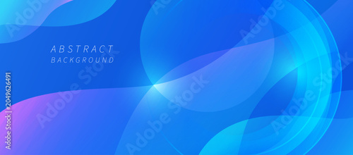 Modern abstract background featuring flowing blue and purple gradient waves with glowing light particles and dynamic fluid shapes.