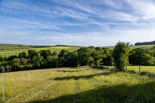 A view from along the South Downs Way in Sussex, on a sunny summer's day