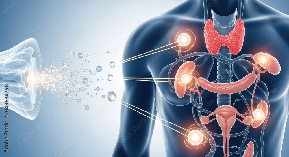 Fototapeta premium Human Digestive System With Water Droplets on White Background