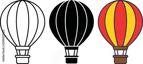 Fotografi Colorful hot air balloons in different styles and designs