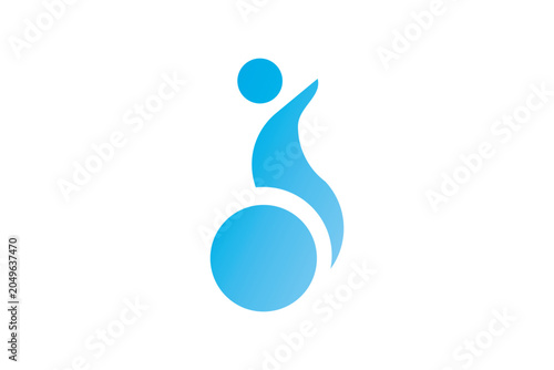 Minimalist Blue Accessibility Wheelchair Side Profile Vector Logo