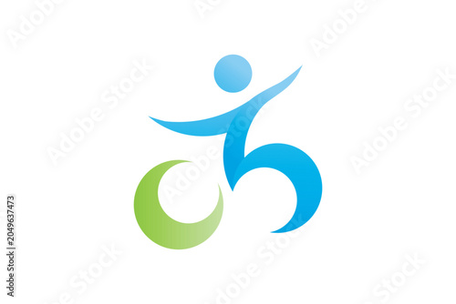 Dynamic Accessibility Wheelchair Swirl Circular Abstract Vector Logo