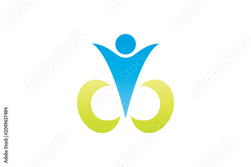 Abstract Inclusive Community Center Figure Curved Line Vector Logo