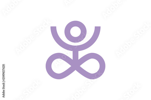 Abstract Yoga Meditation Person Infinity Loop Flat Vector Logo