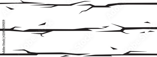 Horizontal black crack and fissure silhouettes