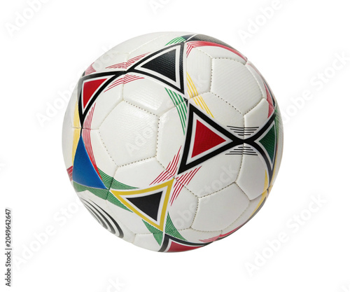 Obraz na plátně Colorful soccer ball isolated on a white background for sports and games
