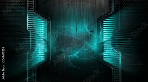 High-Tech Futuristic Cyberpunk Circuit Boards and Digital HUD Interfaces