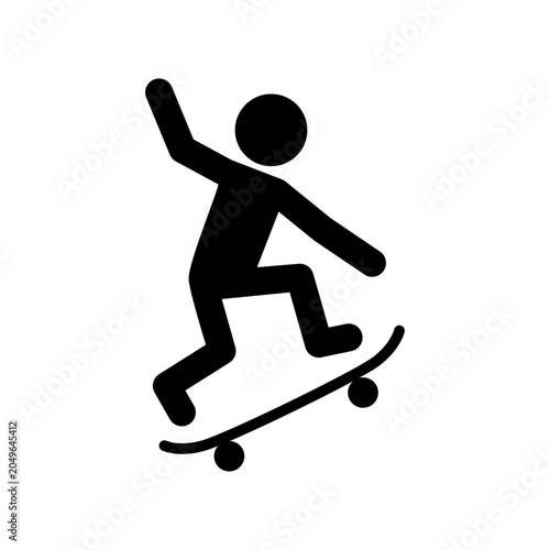 Obraz na płótnie Logotipo con un skater dando un salto en monopatín