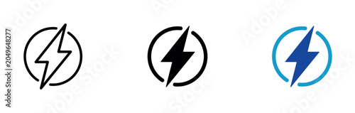 Bild auf Leinwand bolt lighting flash icon set