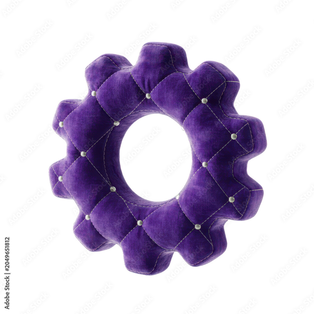 Fototapeta premium Plush Purple Velvet Gear Shape Decorative Pillow