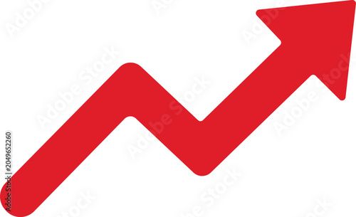 Red upward trending arrow graph icon