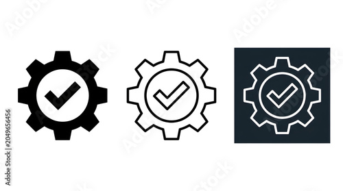 Gear with check mark icon, representing approval and functionality in a project or system