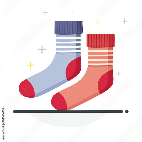 Pair of colorful striped socks illustration