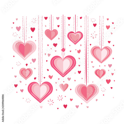 Pink hearts hanging decoration for Valentine's Day
