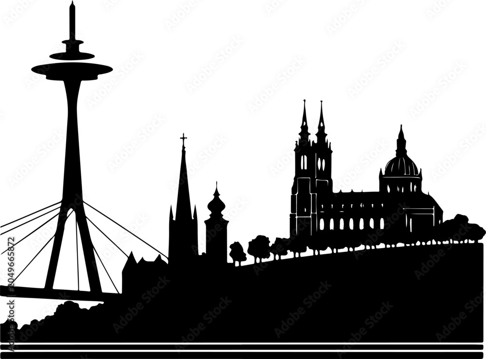 Fototapeta premium Bratislava skyline banner silhouette vector illustration