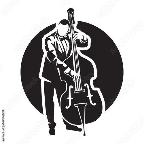 Photos Elegant Double Bass Player Silhouette Art