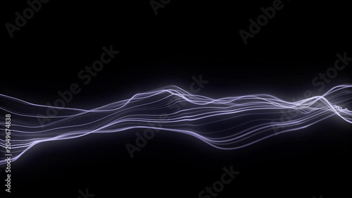 Futuristic technology wave. Digital cyberspace. Abstract wave with moving particles on a blue background. Big data analytics. 3d rendering.