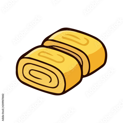 Tamagoyaki Japanese Rolled Omelet Food Illustration