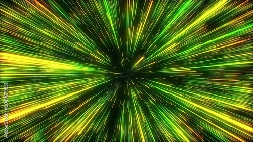 Abstract circular light speed background. Dynamic colors lines. Futuristic explosion of light. Colored rays in motion. Transfer of big data cyberspace. 3D rendering.