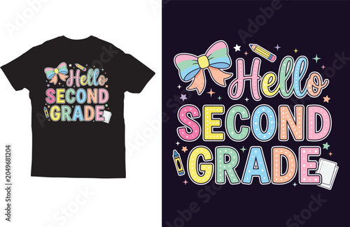 Hello Second Grade Cute Back to School T Shirt Design for Kids
