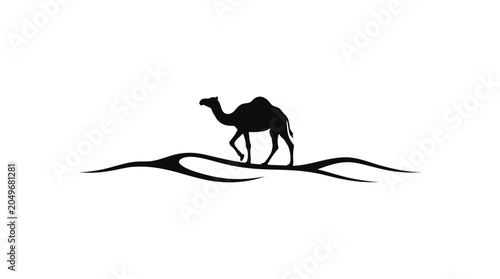 Bilde på lerret Camel Silhouette on Sand Dunes Vector Illustration