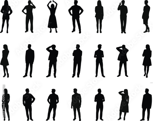 Collection of Male and Female Silhouettes in Various Poses untitled illustration