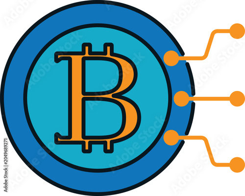 Icon of crypto coin representing digital currency, blockchain investment, and modern financial technology in global business context