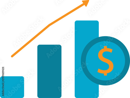 Icon of stock chart, symbolizing investment growth, trading, and financial analysis in modern business