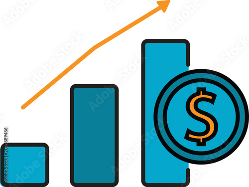 Icon of stock chart, symbolizing investment growth, trading, and financial analysis in modern business