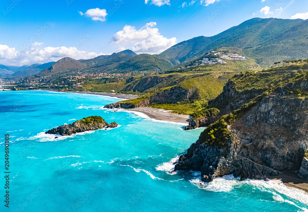 Fototapeta premium The coast at the town of San Nicola Arcella, Calabria, Italy