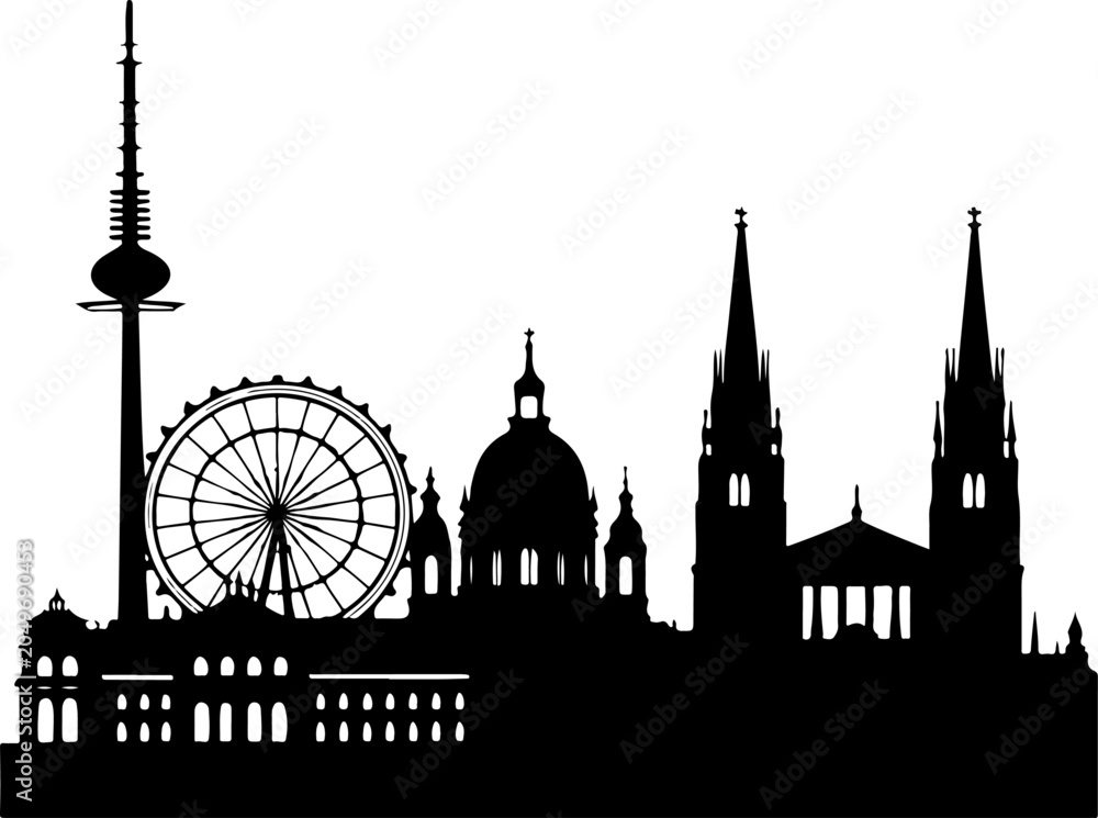 Fototapeta premium Vienna skyline silhouette vector illustration