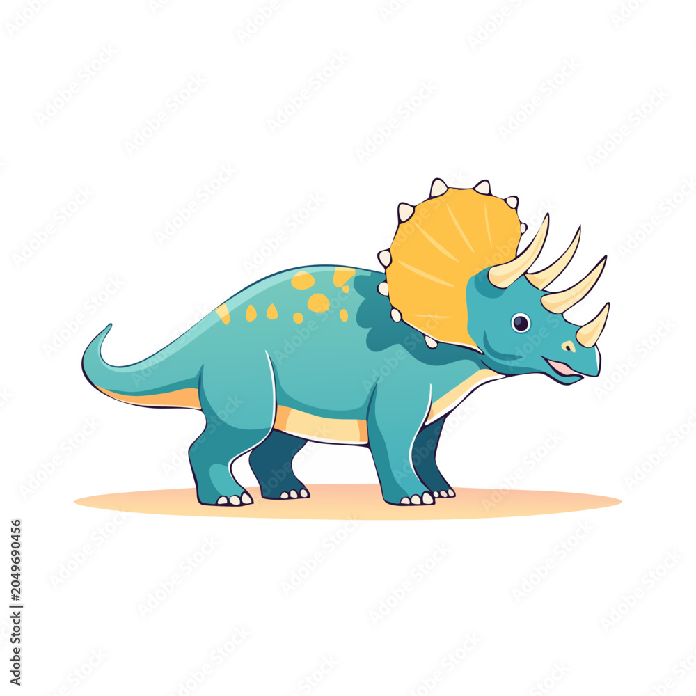 Fototapeta premium Cartoon Triceratops Dinosaur Illustration