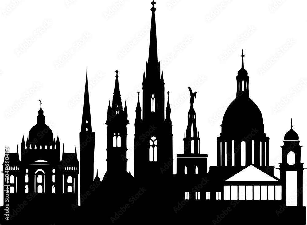 Fototapeta premium Vienna skyline silhouette vector illustration